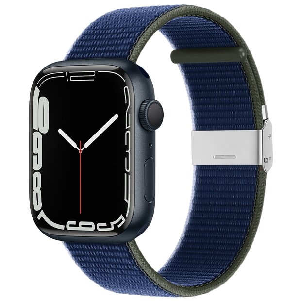 Nylon bandje met klemsluiting - Donkerblauw - Geschikt voor Apple Watch 38mm / 40mm / 41mm / 42mm