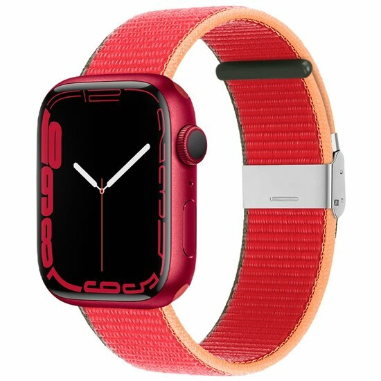 Nylon bandje met klemsluiting - Rood - Geschikt voor Apple Watch 44mm / 45mm&nbsp;/ 46mm / 49mm