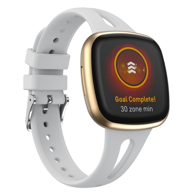 Fitbit Versa 3 &amp; 4 / Sense 1 &amp; 2  - Sportbandje druppel design - Small - Grijs