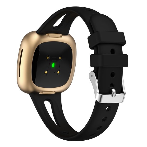 Fitbit Versa 3 &amp; 4 / Sense 1 &amp; 2  - Sportbandje druppel design - Small - Zwart
