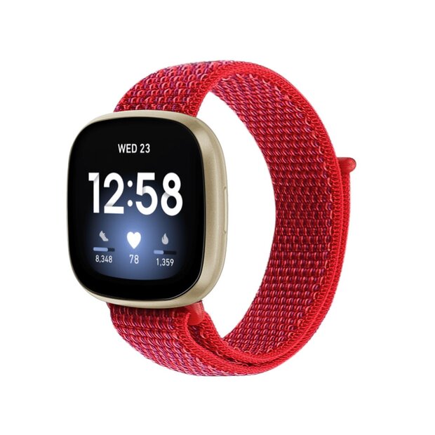 Fitbit Versa 3 &amp; Sense 1  - Sport loop nylon bandje - Rood