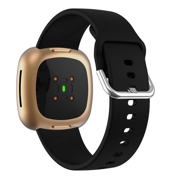 Fitbit Versa 3 &amp; 4 / Sense 1 &amp; 2  - Siliconen bandje - Zwart