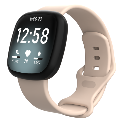 Fitbit Versa 3 &amp; 4 / Sense 1 &amp; 2 Sportbandje - Zandroze - Maat: M/L