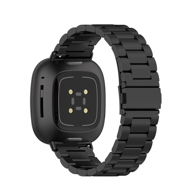 Fitbit Versa 3/4 &amp; Sense 1/2 metalen schakelbandje - Zwart