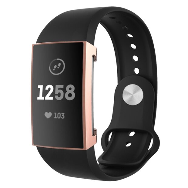 Fitbit Charge 3 &amp;4 Case (volledig beschermd) - Rosegoud