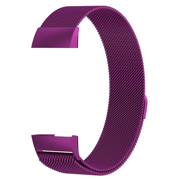 Fitbit Charge 3 &amp; 4 milanese bandje - Maat: Large - Paars