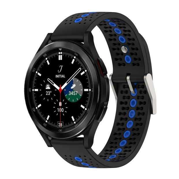 Dot Pattern bandje - Zwart met blauw - Samsung Galaxy Watch 4 Classic - 42mm &amp; 46mm