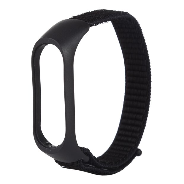 Nylon Geweven Bandje Xiaomi Mi Band 3 / 4 / 5 / 6 / 7 - Zwart