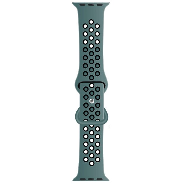 Sportbandje met extra lus - Dennengroen + Zwart - Geschikt voor Apple Watch 44mm / 45mm&nbsp;/ 46mm / 49mm