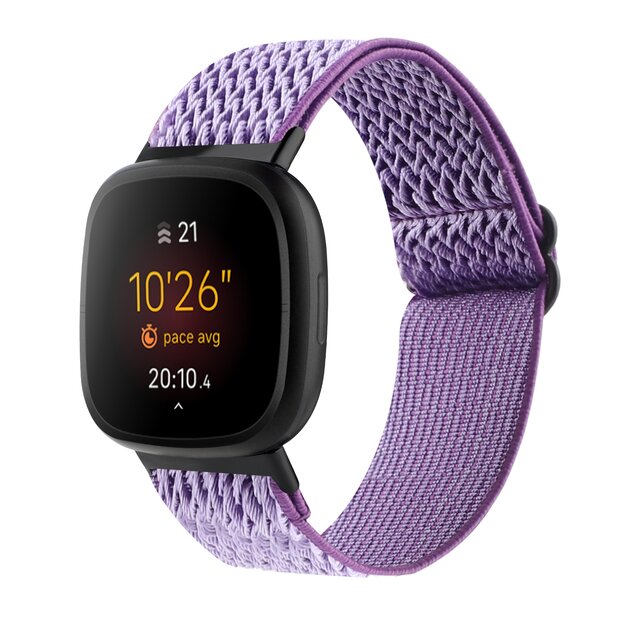 Fitbit Versa 3/4 &amp; Sense 1/2 Nylon loop bandje - Paars