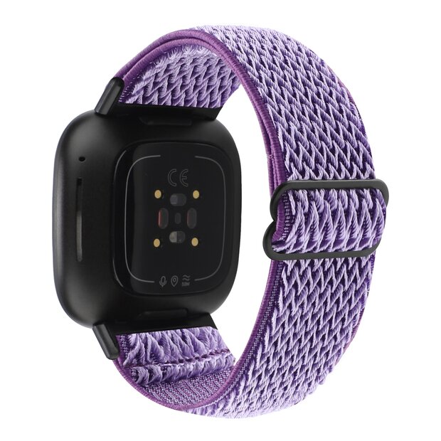 Fitbit Versa 3/4 &amp; Sense 1/2 Nylon loop bandje - Paars