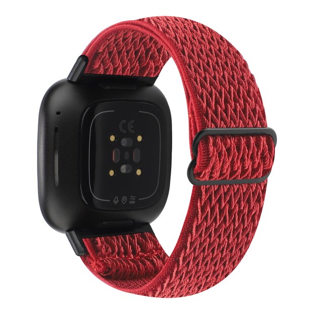 Fitbit Versa 3/4 &amp; Sense 1/2 Nylon loop bandje - Rood