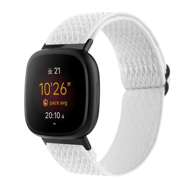 Fitbit Versa 3/4 &amp; Sense 1/2 Nylon loop bandje - Wit