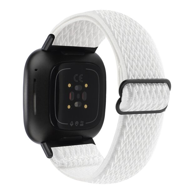 Fitbit Versa 3/4 &amp; Sense 1/2 Nylon loop bandje - Wit