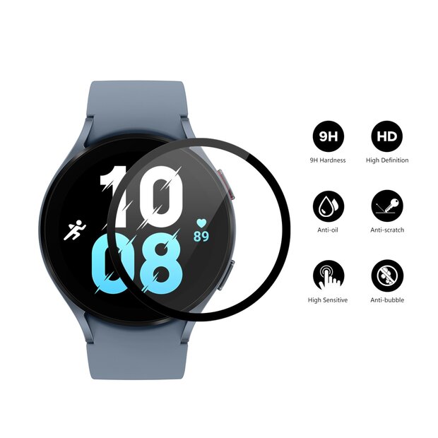 Screen protector tempered glass - Full cover - Geschikt voor de Samsung Galaxy Watch 5 - 44mm