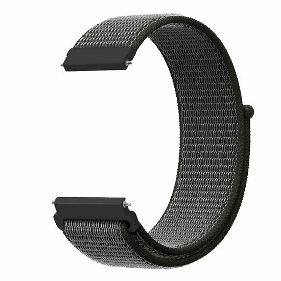 Sport Loop nylon bandje - Donkergroen met grijze band - Garmin Vivoactive 6 / Vivoactive 5 / Vivoactive 3