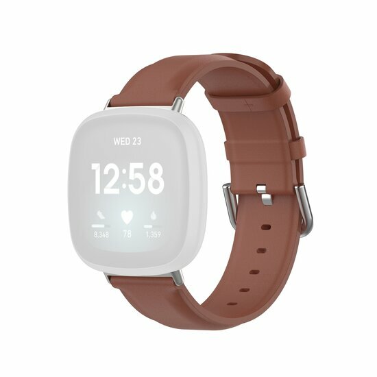 Fitbit Versa 3/4 &amp; Sense 1/2 leren bandje - Bruin