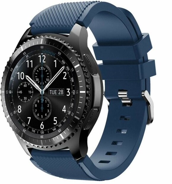 Siliconen sportbandje - Donkerblauw - Geschikt voor Samsung Galaxy Watch 3 (45mm) - Galaxy Watch 46mm - Samsung Gear S3 Classic &amp; Frontier