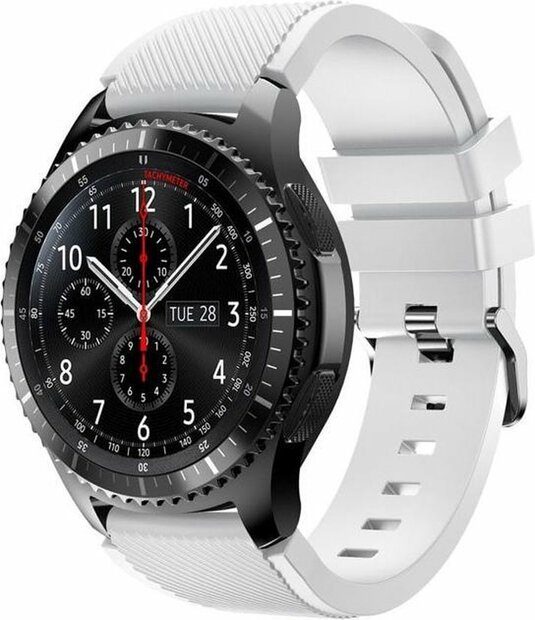 Siliconen sportbandje - Wit - Geschikt voor Samsung Galaxy Watch 3 (45mm) - Galaxy Watch 46mm - Samsung Gear S3 Classic &amp; Frontier