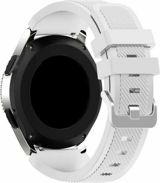 Siliconen sportbandje - Wit - Geschikt voor Samsung Galaxy Watch 3 (45mm) - Galaxy Watch 46mm - Samsung Gear S3 Classic &amp; Frontier