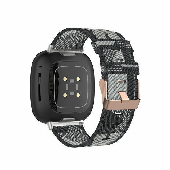 Fitbit Versa 3/4 &amp; Sense 1/2 Canvas nylon bandje - Grijs