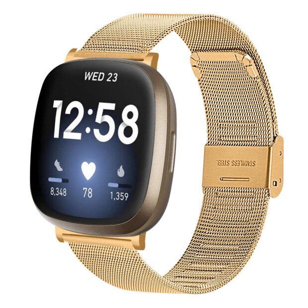 Fitbit Versa 3/4 &amp; Sense 1/2 - Milanese bandje met klemsluiting - Goud