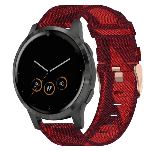 Garmin Venu 3s / Vivoactive 4s / Venu 2s / Vivomove 3s / Forerunner 255s - Canvas nylon bandje - Rood