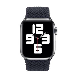 Braided Solo Loop nylon bandje - Maat: M - Donkerblauw - Geschikt voor Apple Watch 44mm / 45mm&nbsp;/ 46mm / 49mm