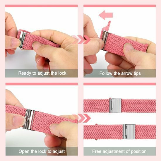 Braided nylon bandje - Roze - Geschikt voor Apple Watch 38mm / 40mm / 41mm / 42mm