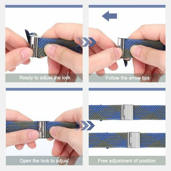 Braided nylon bandje - Blauw / Groen - Geschikt voor Apple Watch 44mm / 45mm&nbsp;/ 46mm / 49mm