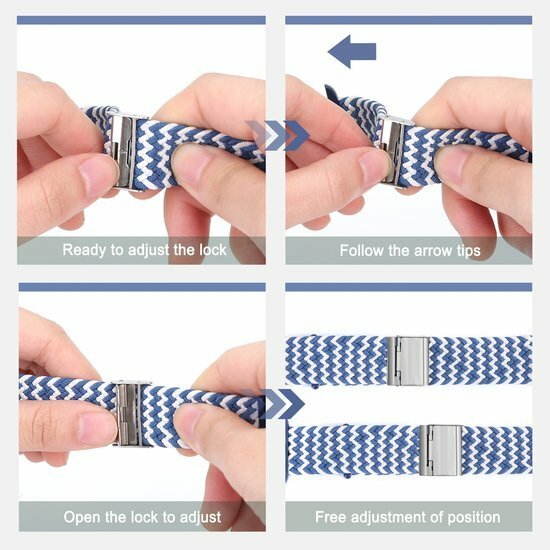 Braided nylon bandje - Blauw / Wit  - Geschikt voor Apple Watch 44mm / 45mm&nbsp;/ 46mm / 49mm