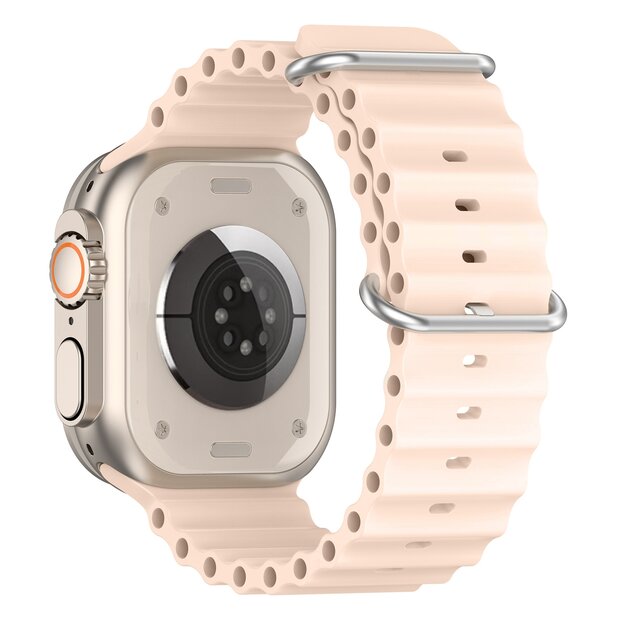 Ocean bandje - Lichtroze - Geschikt voor Apple Watch 44mm / 45mm&nbsp;/ 46mm / 49mm