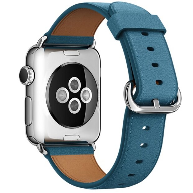 Classic lederen bandje - Blauw - Geschikt voor Apple Watch 38mm / 40mm / 41mm / 42mm