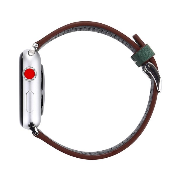 Dot Pattern Leren bandje - Donker groen - Geschikt voor Apple Watch 44mm / 45mm&nbsp;/ 46mm / 49mm