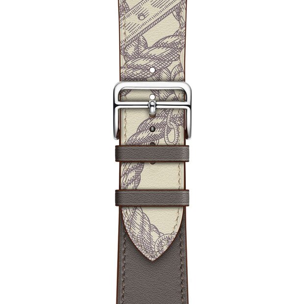 Leren bandje met print - Bruin - Geschikt voor Apple Watch 38mm / 40mm / 41mm / 42mm