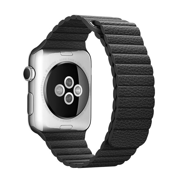 PU Leather Loop bandje - Zwart - Geschikt voor Apple Watch 38mm / 40mm / 41mm / 42mm