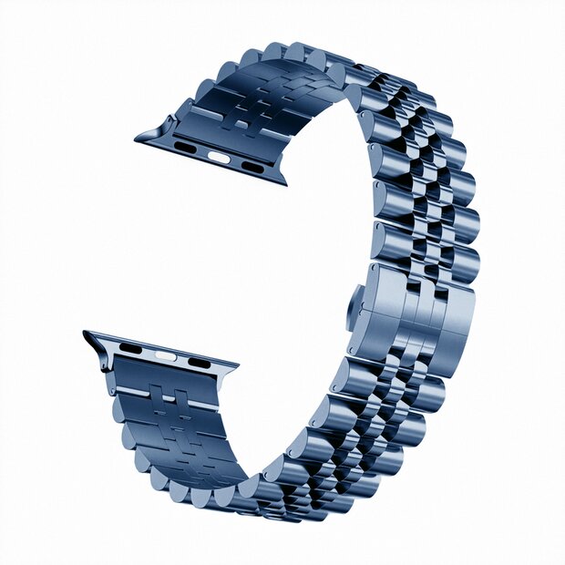 Metalen schakelband - Blauw - Geschikt voor Apple watch 44mm / 45mm&nbsp;/ 46mm / 49mm