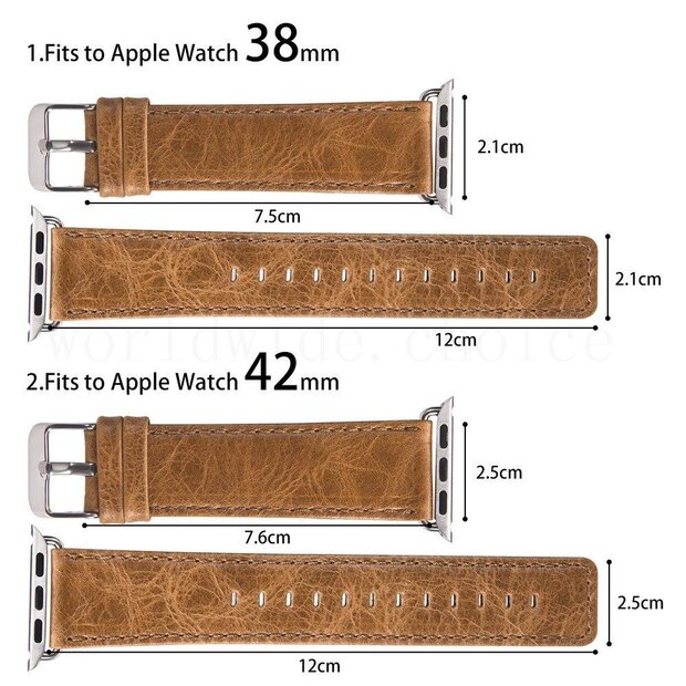Retro leren bandje - Lichtbruin - Geschikt voor Apple Watch 44mm / 45mm&nbsp;/ 46mm / 49mm