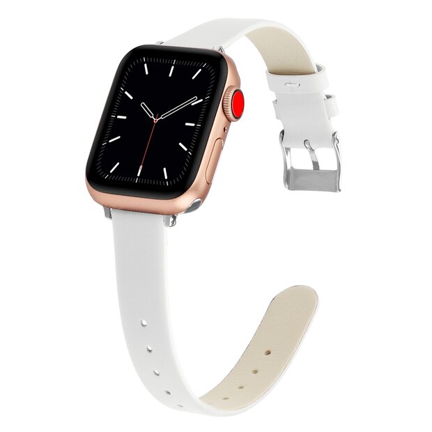 Leren Slim Fit bandje - Wit - Geschikt voor Apple Watch 44mm / 45mm&nbsp;/ 46mm / 49mm