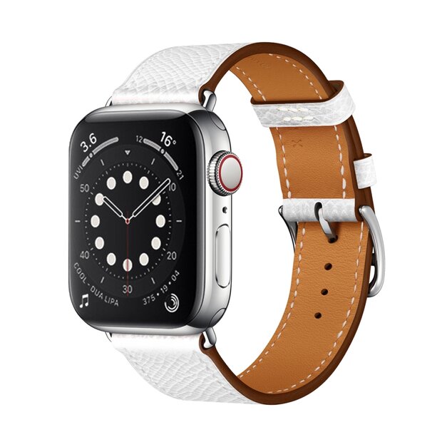 Lederen bandje - Wit - Geschikt voor Apple Watch 38mm / 40mm / 41mm / 42mm