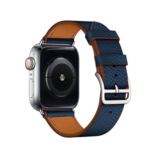 Lederen bandje - Donkerblauw - Geschikt voor Apple Watch 38mm / 40mm / 41mm / 42mm