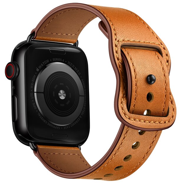 Leren bandje dubbele lus - Bruin - Geschikt voor Apple Watch 38mm / 40mm / 41mm / 42mm