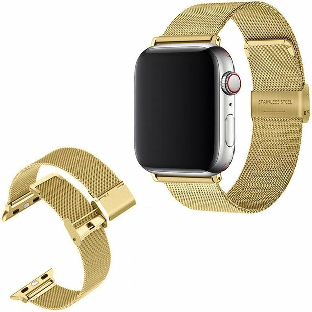 Milanese Loop bandje - Goud - Geschikt voor Apple Watch 44mm / 45mm&nbsp;/ 46mm / 49mm