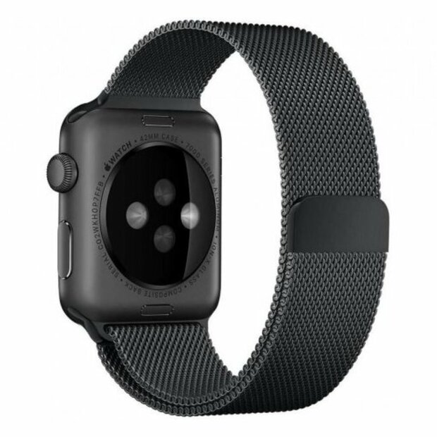 Milanese RVS bandje - Zwart - Geschikt voor Apple Watch 38mm / 40mm / 41mm / 42mm