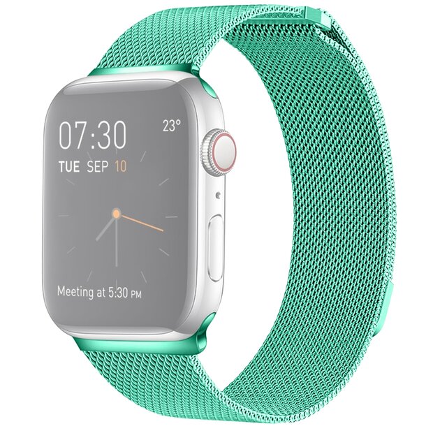Milanese RVS bandje - Mint groen - Geschikt voor Apple Watch 44mm / 45mm&nbsp;/ 46mm / 49mm