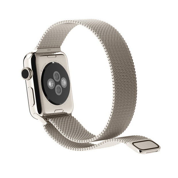 Milanese RVS bandje - Sterrenlicht / Starlight - Geschikt voor Apple Watch 44mm / 45mm&nbsp;/ 46mm / 49mm