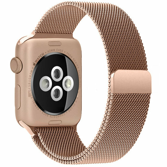 Milanese RVS bandje - Champagne goud - Geschikt voor Apple Watch 44mm / 45mm&nbsp;/ 46mm / 49mm
