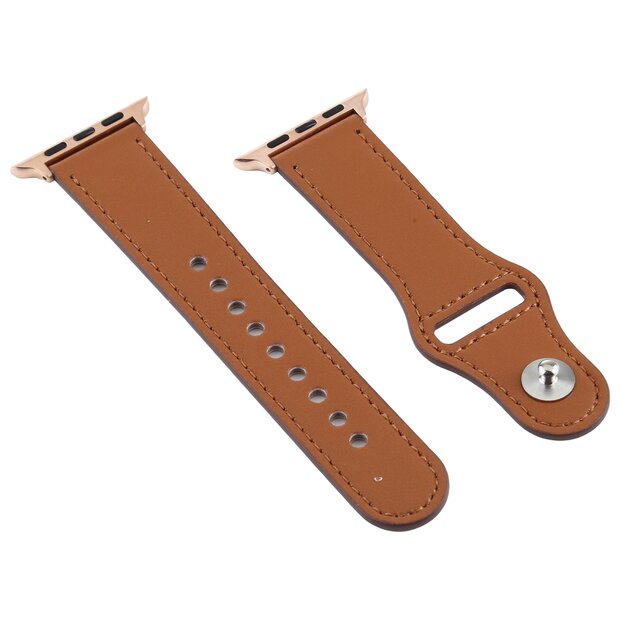 Leren bandje - Bruin - Geschikt voor Apple Watch 38mm / 40mm / 41mm / 42mm