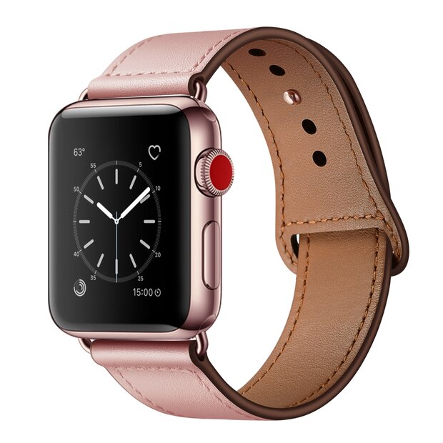Leren bandje - Roze - Geschikt voor Apple Watch 38mm / 40mm / 41mm / 42mm