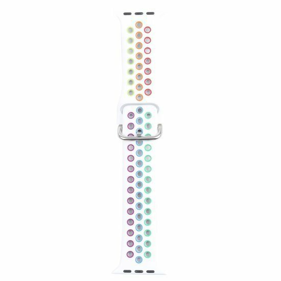 Siliconen sportband met gesp - Wit + Multicolor - Geschikt voor Apple Watch 44mm / 45mm&nbsp;/ 46mm / 49mm